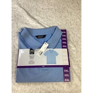 Members Mark Mens Stretch Pique Polo Shirt Light Blue XXL New Classic Fit